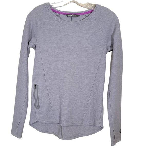 The North Face Women's Sweater Thumbholes Crew Neck Pocket Pullover Gray Size XS - Picture 1 of 12